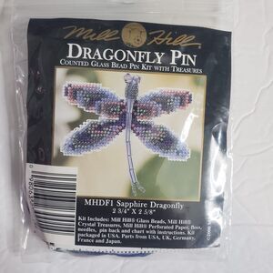 MILL HILL Dragonfly Pin Sapphire Dragonfly Counted Glass Bead Cross Stitch Kit